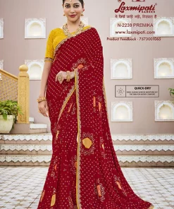 Laxmipati Mangla N-2239 Red Silk Chiffon Saree