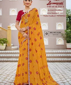 Laxmipati Mangla N-2240 Orange Silk Chiffon Saree