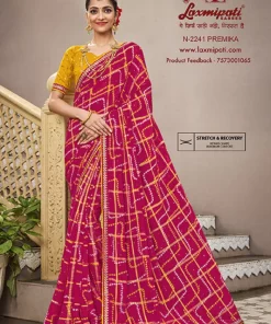 Laxmipati Mangla N-2241 Pink Silk Chiffon Saree