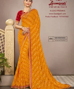 Laxmipati Mangla N-2242 Orange Silk Chiffon Saree