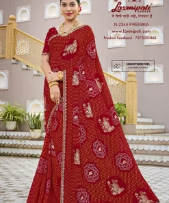 Laxmipati Mangla N-2244 Red Silk Chiffon Saree