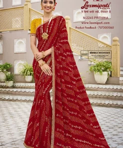 Laxmipati Mangla N-2245 Red Silk Chiffon Saree
