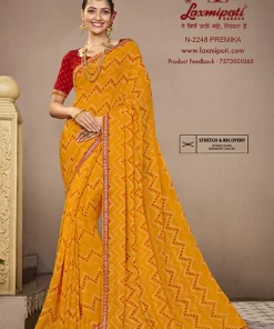 Laxmipati Mangla N-2248 Orange Silk Chiffon Saree