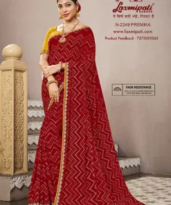Laxmipati Mangla N-2249 Red Silk Chiffon Saree