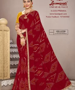 Laxmipati Mangla N-2250 Red Silk Chiffon Saree