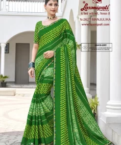 Laxmipati Phulvaari N-2621 Green Chiffon Saree