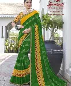 Laxmipati Phulvaari N-2625 Green Chiffon Saree