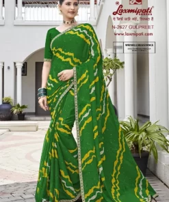 Laxmipati Phulvaari N-2627 Green Chiffon Saree