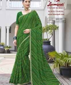 Laxmipati Phulvaari N-2628 Green Chiffon Saree