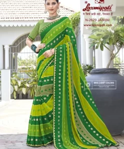 Laxmipati Phulvaari N-2629 Green Shimmer Chiffon Saree