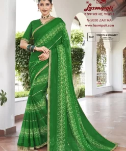 Laxmipati Phulvaari N-2630 Green Chiffon Saree