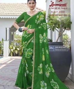 Laxmipati Phulvaari N-2631 Green Chiffon Saree