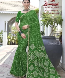 Laxmipati Phulvaari N-2632 Green Shimmer Chiffon Saree