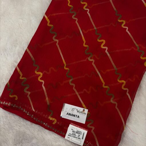 Tarahood Wavy Sunset Zigzak Black Fabric'' Saree - Image 2