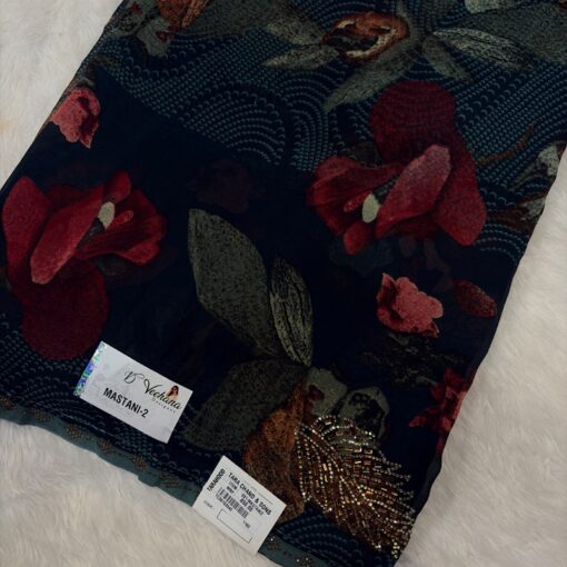 Tarahood Ethnic Grace Rust Print Saree - Image 4