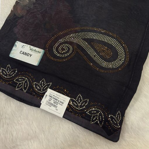 Tarahood Midnight Elegance Paisley Stone Work Daliy Wear saree - Image 3