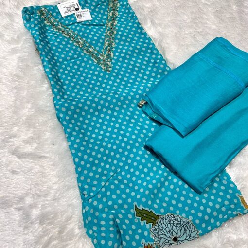 Tarahood Printed and Hand Work Party Wear Cotton Suit - Image 3