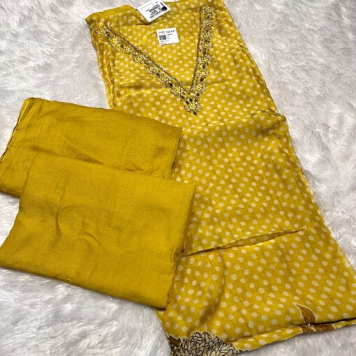 Tarahood Printed and Hand Work Party Wear Cotton Suit