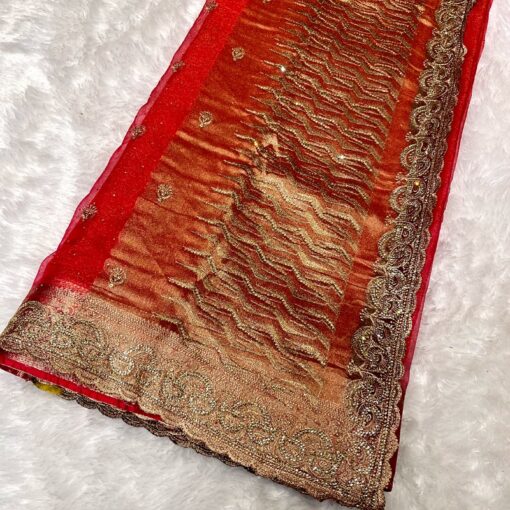 Tarahood Designer Embroidered Chiffon  Party Wear Saree - Image 11