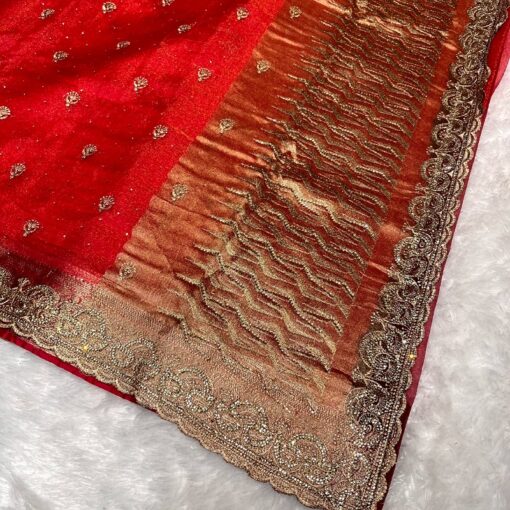 Tarahood Designer Embroidered Chiffon  Party Wear Saree - Image 10