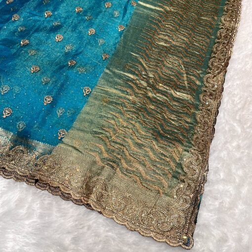 Tarahood Designer Embroidered Chiffon  Party Wear Saree - Image 8