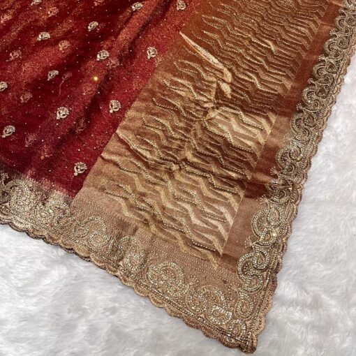 Tarahood Designer Embroidered Chiffon  Party Wear Saree - Image 4