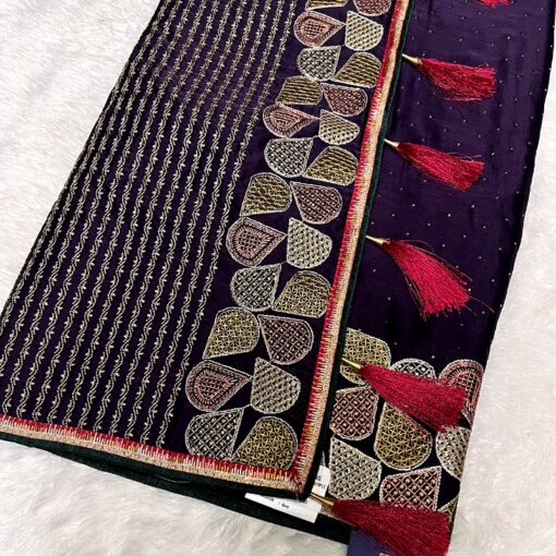 Tarahood Designer Satin Crepe  Saree and Occasional Wear - Image 6