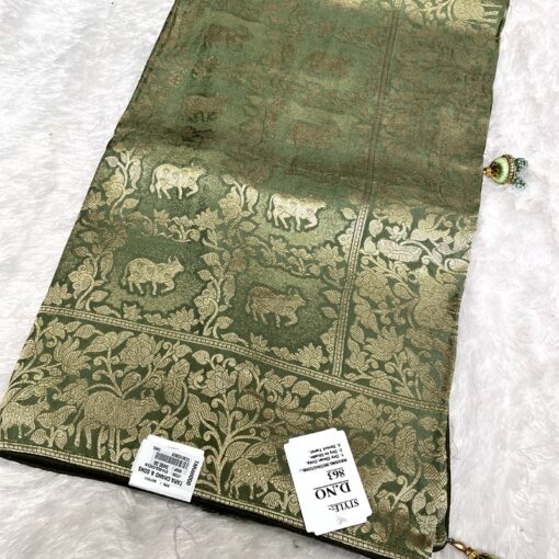 Tarahood Woven Design  Swarovski Pure Silk Kanjeevaram Saree - Image 7