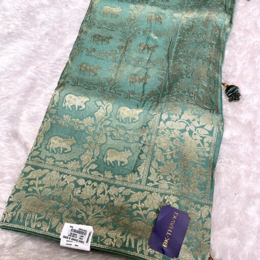 Tarahood Woven Design  Swarovski Pure Silk Kanjeevaram Saree - Image 6