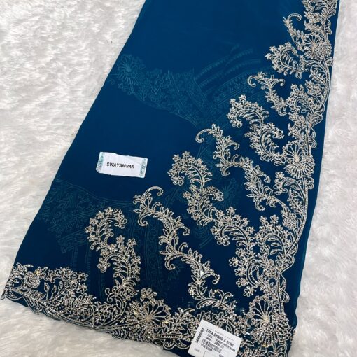 Tarahood Georgette Party Wear with Contrast Pallu Saree - Image 4