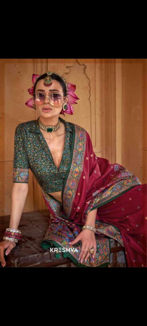 Tarahood Kreshva Sugandha Weaved Royal Silk Saree - Image 5