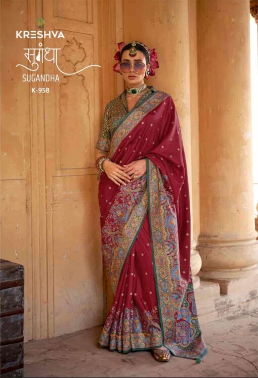 Tarahood Kreshva Sugandha Weaved Royal Silk Saree - Image 6