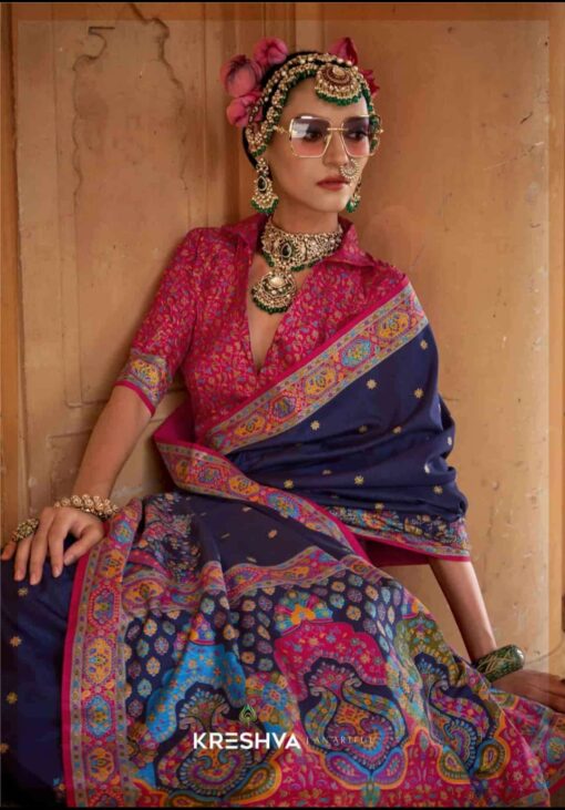 Tarahood Kreshva Sugandha Weaved Royal Silk Saree - Image 3
